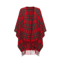 Ladies Lambswool Ruana Cape, a soft cashmere cape in Royal Stewart Tartan
