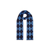 Unisex, 100% New Wool Argyle Scarf, Blue & Navy