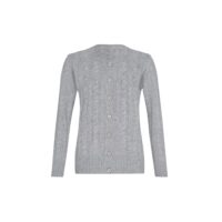 Lona Scott Women's Classic Cashmere Cable Cardigan in Grey. Featuring a classic cable knit design, offering both warmth and sophistication