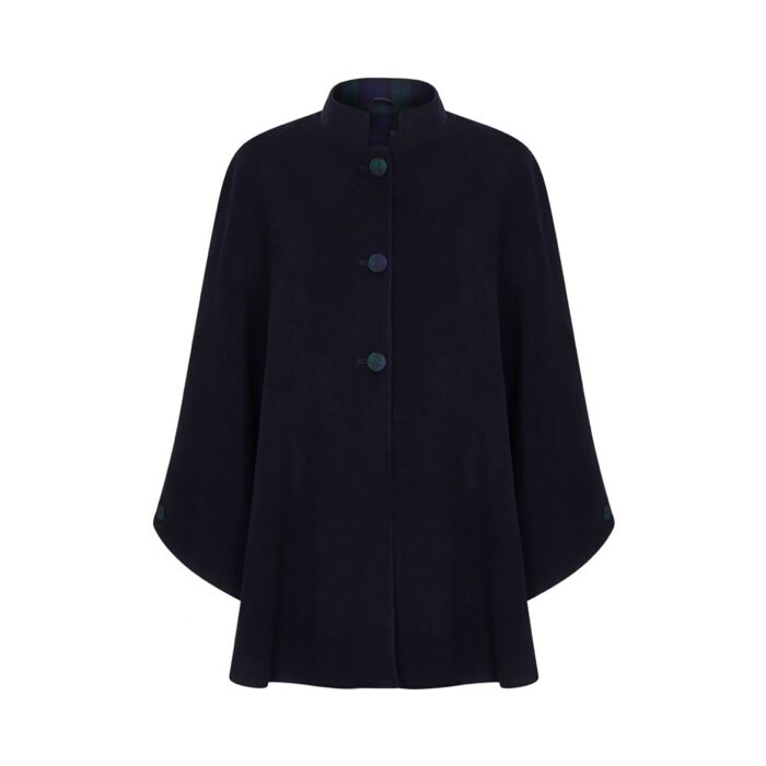 Womens Mandarin Cape, Cashmere & Wool, in Navy