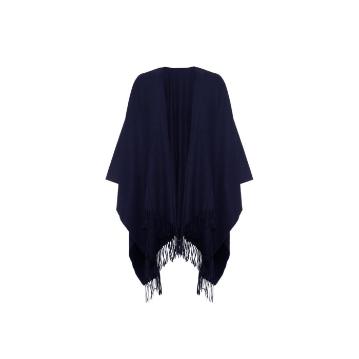 Womens Cashmere Ruana Cape, a soft cashmere cape in Navy