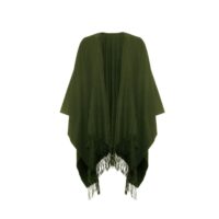 Ladies Lambswool Ruana Cape, a soft cashmere cape in Green
