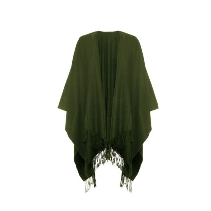 Ladies Lambswool Ruana Cape, a soft cashmere cape in Green