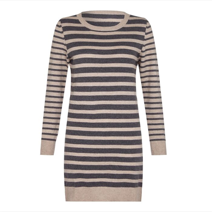 Lona Scott, Womens Cashmere Striped Tunic, Orange