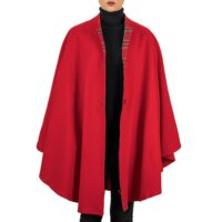 Womens Mandarin Cape, Cashmere & Wool, in Red
