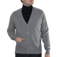 Mens Classic Cashmere Cardigan, in Grey