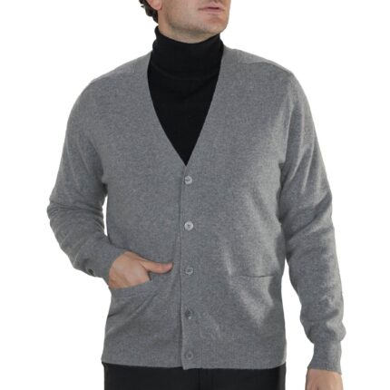 Mens Classic Cashmere Cardigan, in Grey