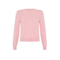 Womens Cashmere Jumper with a round neck and minimal design, in a soft light pink colour