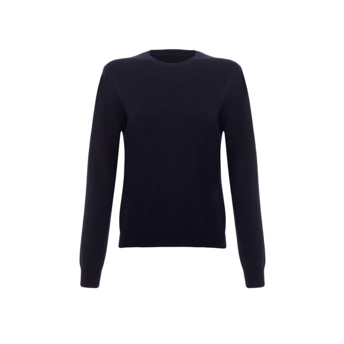 Womens Cashmere Jumper with a round neck and minimal design, in a navy colour