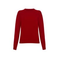 Womens Cashmere Jumper with a round neck and minimal design, in a red colour