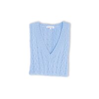 Women's Classic Cable V-Neck jumper in light blue