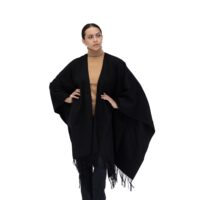 Womens Cashmere Ruana Cape, a soft cashmere cape in Black