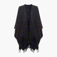 Womens Cashmere Ruana Cape, a soft cashmere cape in Black Watch