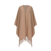 Women's Lambswool Ruana Cape, a soft cashmere cape in Camel
