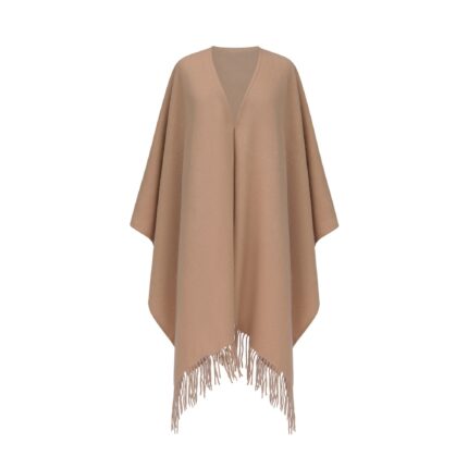 Women's Lambswool Ruana Cape, a soft cashmere cape in Camel