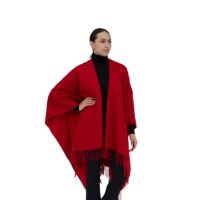 Womens Lambswool Ruana Cape, a soft lambswool cape in Red