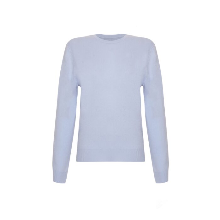 Womens Cashmere Jumper with a round neck and minimal design, in a light blue colour