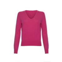 Women's 100% Cashmere V-Neck Jumper, Cerise Pink