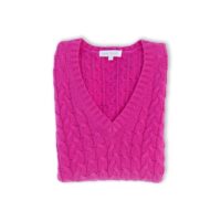 Women's Classic Cable V-Neck jumper in pink