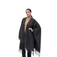 Womens Lambswool Ruana Cape, a soft lambswool cape in Grey