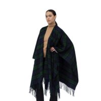 Ladies Lambswool Ruana Cape, a soft lambswool cape in Black Watch