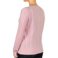 Lona Scott Women's Classic Cashmere Cable Cardigan in Pink Featuring a classic cable knit design, offering both warmth and sophistication