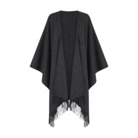 Women's Lambswool Ruana Cape, a soft lambswool cape in a Charcoal Grey