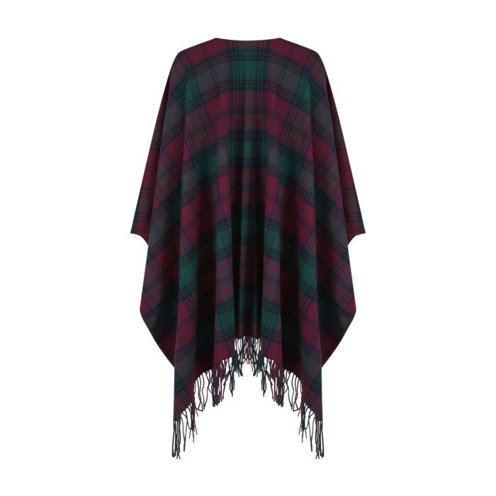 Women's Lambswool Ruana Cape, a soft lambswool cape in Lindsay Tartan