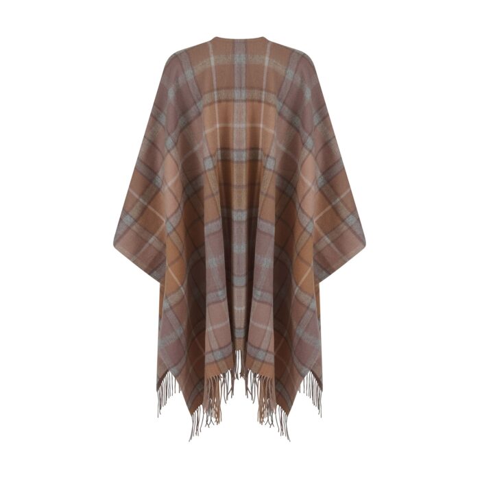 Women's Lambswool Ruana Cape, a soft lambswool cape in Natural buchanan Tartan