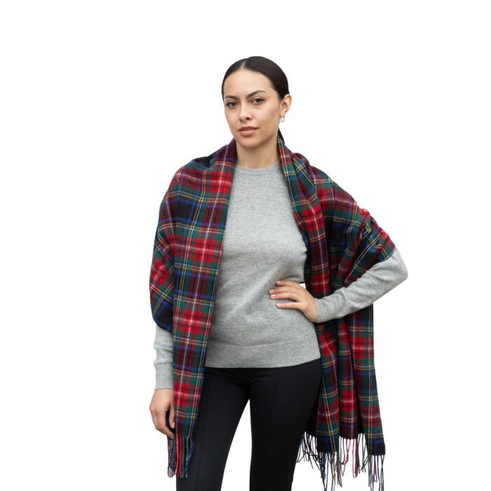 Lona Scott, Lambswool Shawl, Black Stewart