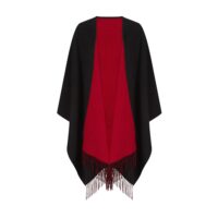 100% Lambswool Ruana, a new reversible design. 2 in 1 functionality, in black & red
