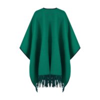 100% Lambswool Ruana, a new reversible design. 2 in 1 functionality, in Navy & Green