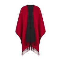 100% Lambswool Ruana, a new reversible design. 2 in 1 functionality, in Black & Red