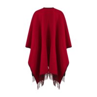 100% Lambswool Ruana, a new reversible design. 2 in 1 functionality, in Black & Red