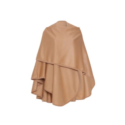 Soft and lightweight cashmere woven cape, elegantly designed for comfort and timeless style in a camel colour