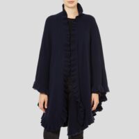 Lona Scott, Cashmere Frilly Cape, Navy