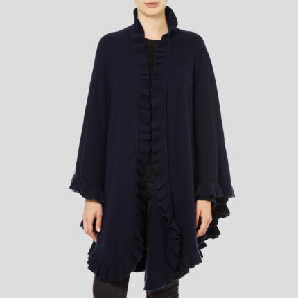 Lona Scott, Cashmere Frilly Cape, Navy