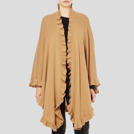 Lona Scott, Cashmere Frilly Cape, camel