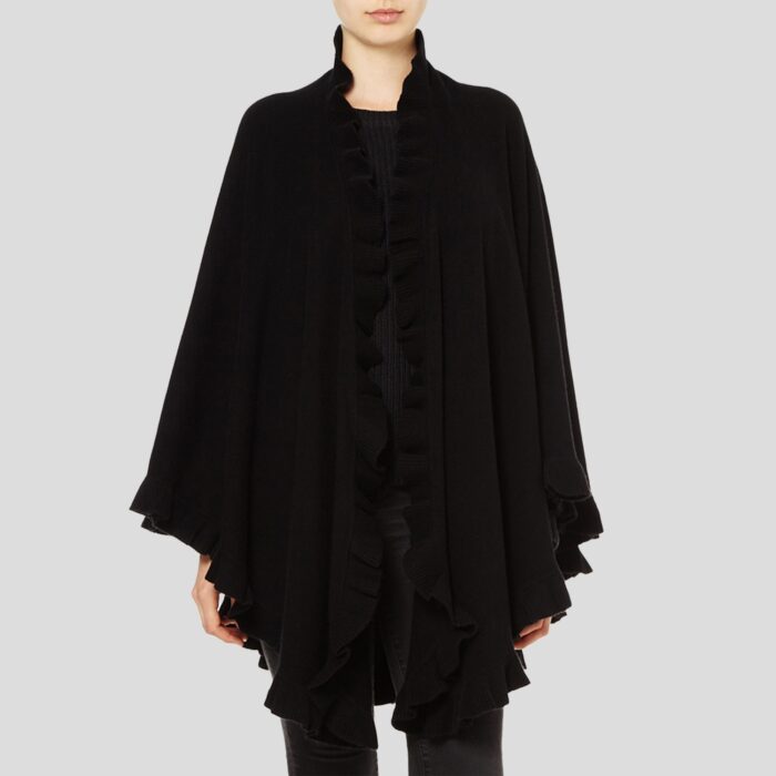 Lona Scott,Cashmere Frilly Cape, black