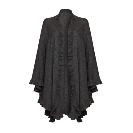 Lona Scott, Lambswool Frilly Cape, Charcoal