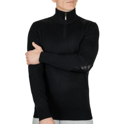 Lona Scott, Mens Zip Neck Jumper, Black, 2