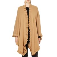 Lona Scott, Womens Cashmere Frilly Cape, camel