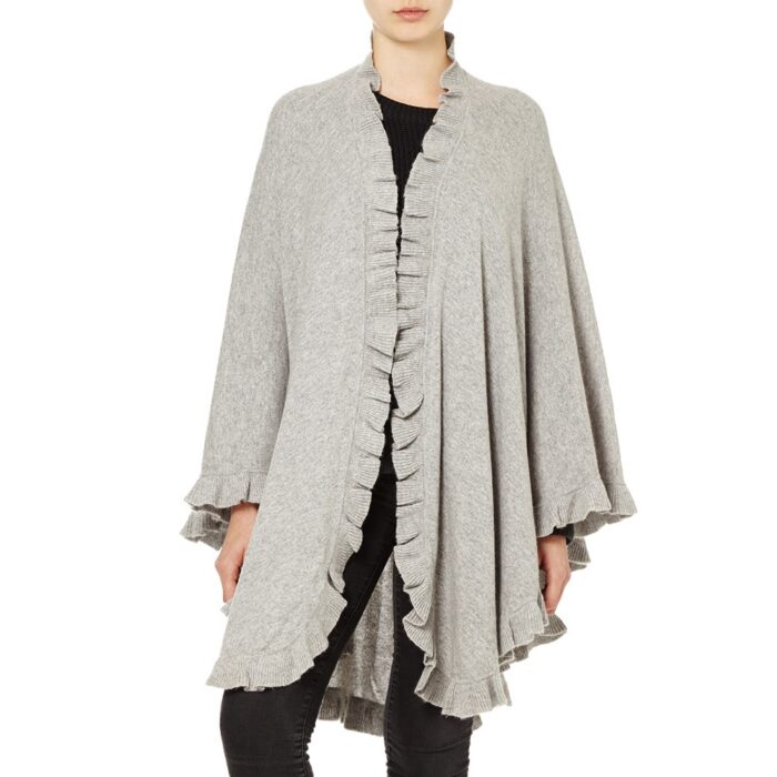 Lona Scott, Womens Cashmere Frilly Cape, grey