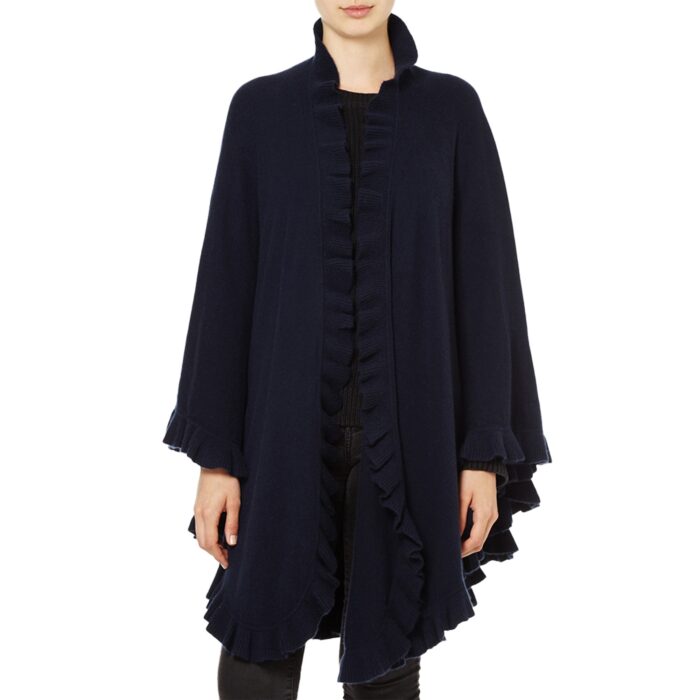 Lona Scott, Womens Cashmere Frilly Cape, navy