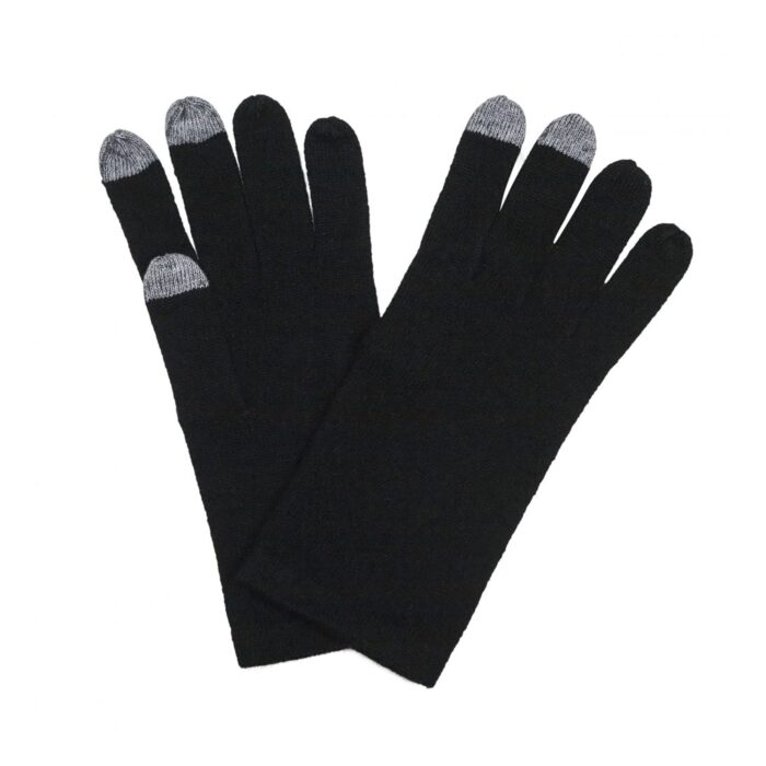 Lona Scott, Womens Cashmere Touchscreen Gloves, Black