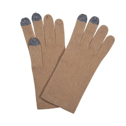 Lona Scott, Womens Cashmere Touchscreen Gloves, Camel